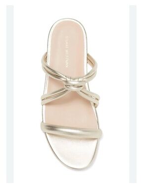 Stuart Weitzman Metallic Gold Knotted Slide Sandal